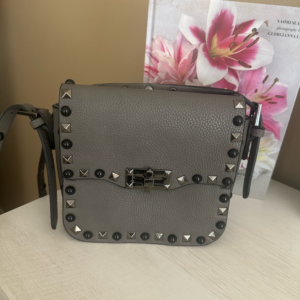 Studded Gray Crossbody Bag